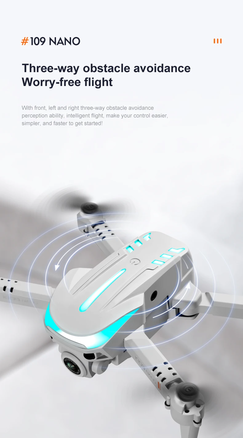 K109 Mini Drone - 2024 New Breathing Light 4K Dual HD Camera Automatic Obstacle Avoidance Professional Foldable Drone Quadcopter Gifts 34 K109 Mini Drone, 109 nano three-way obstacle avoidance worry-free flight with