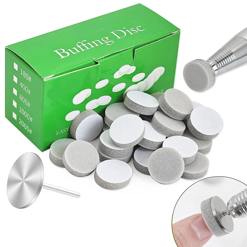 50개 네일 버핑 디스크 20mm 폴리싱 샌드피스 빠른 네일 폴리싱 매니큐어 도구 액세서리 네일 키트 전문가용 세트