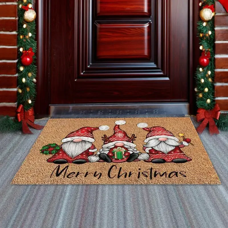 Vikama Christmas Gnome Welcome Doormat Indoor Outdoor Non-Slip Floor Mat Festive Home Decor Hallway Kitchen Entrance Carpet floor mat