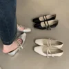 Fashion Square Toe Shallow Flat Shoes Women 2024 New Casual Mary Jane Shoes Ladies Soft Sole Dress Ballet Shoes Zapatos De Mujer 1