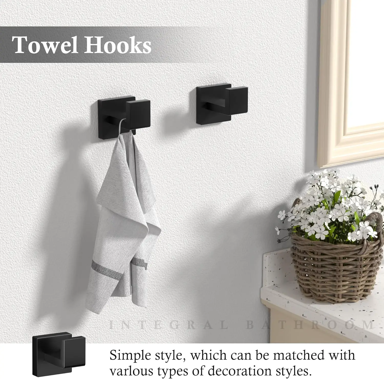 10-Pieces Matte Black Bathroom Accessories Set, 23.6 Inch Bath Towel Bar Set, SUS 304 Stainless Steel Bathroom Hardware Set