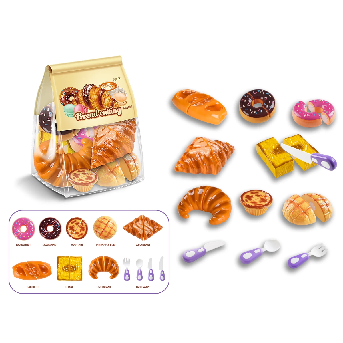 Children's Play Afternoon Tea Kitchen Toy Simulation Bread cutting toys Pastry Girl Tea Break Multi Color Set for Children Gifts
