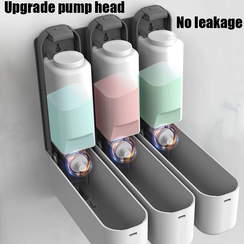 Single/Double/Triple 1050ml Soap Dispenser Wall Shower Bath Shampoo Gel Dispenser Bathroom Accessories Liquid Soap Container Soap Dispenser Shampoo Dispenser