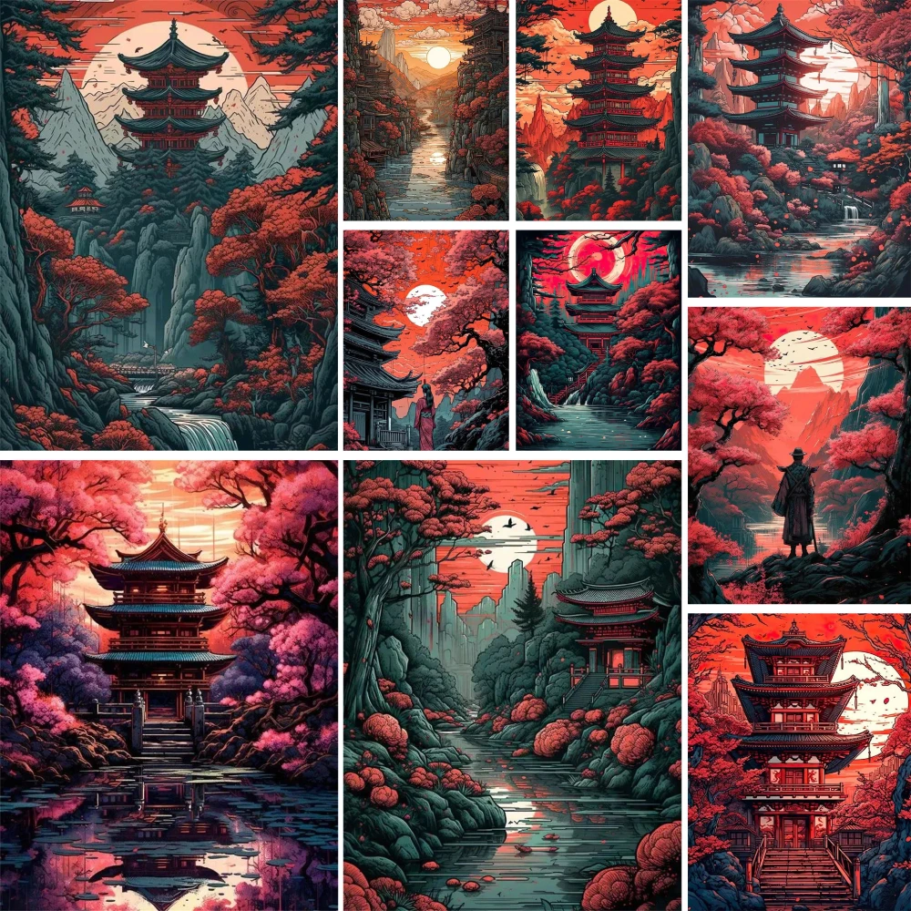 Meian Landschaft Sun Rise Tower Bedruckter Stoff Kreuzstich Stickset Malerei Handwerk Hobby Stricken Home Decor Room Decor – Detail 10
