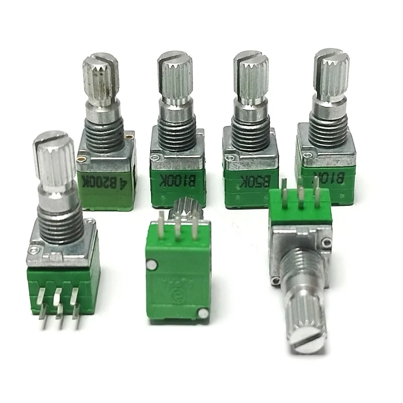 Rotary Potentiometer Multiturn Potentiometer Adjustable Resistor ALPHA 9mm Dual unit single-loop 6Pin B10K 50K 100K 200K flower shaft 15mm 1pcs