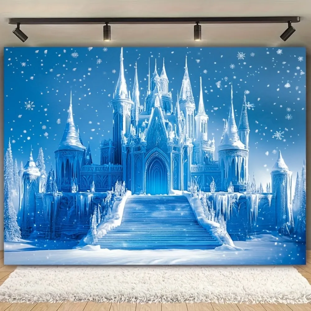Frozen Inspired Winter Castle Hintergrund – ein fotografischer Hintergrund für Urlaubspartys und Veranstaltungen