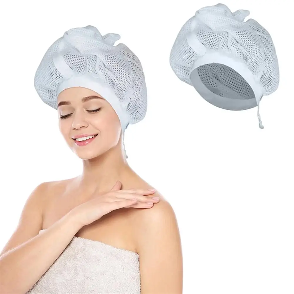 Net Plopping Caps for Hair Foldable Quick Drying Hair Hats Adjustables Net Plopping Bonnets for Women HairElastic Shower