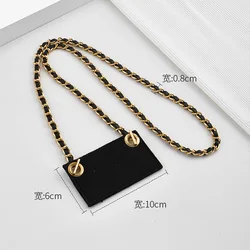 Luxurious Leather Crossbody Card Holder with Chain Strap (K gold - single - wear leather chain 100cm + card bag )