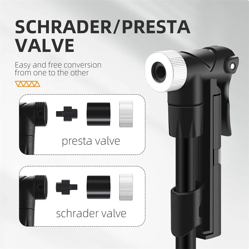 WEST BIKING Bicycle Pump Mini Portable 120 PSI MTB Road Bike Hand Pump For Schrader Presta Valve Cycling Tire Air Inflator