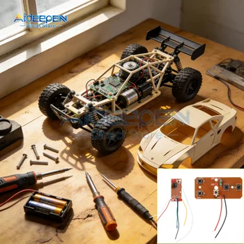 Set Telecomando a 4 Canali 27MHz, Trasmettitore 170T e Ricevitore 186R, Sterzo Avanti/Indietro/Sinistra/Destra 2A per Progetti Auto RC Fai-da-Te