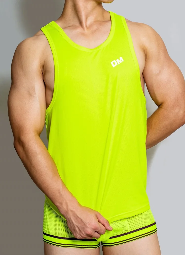 Men's Undershirt Fitness Sports Fine Mesh Sling Breathable Loose Quick Dry Sleeveless Training Running Quick Dry Jersey Summer