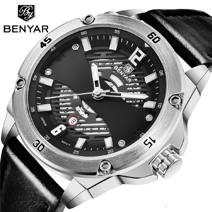 

2023 BENYAR Men Luxury Brand Sport Watches Water Quartz Hours Date Hand Clock Men Full Stainless Steel Wrist Watch relogio