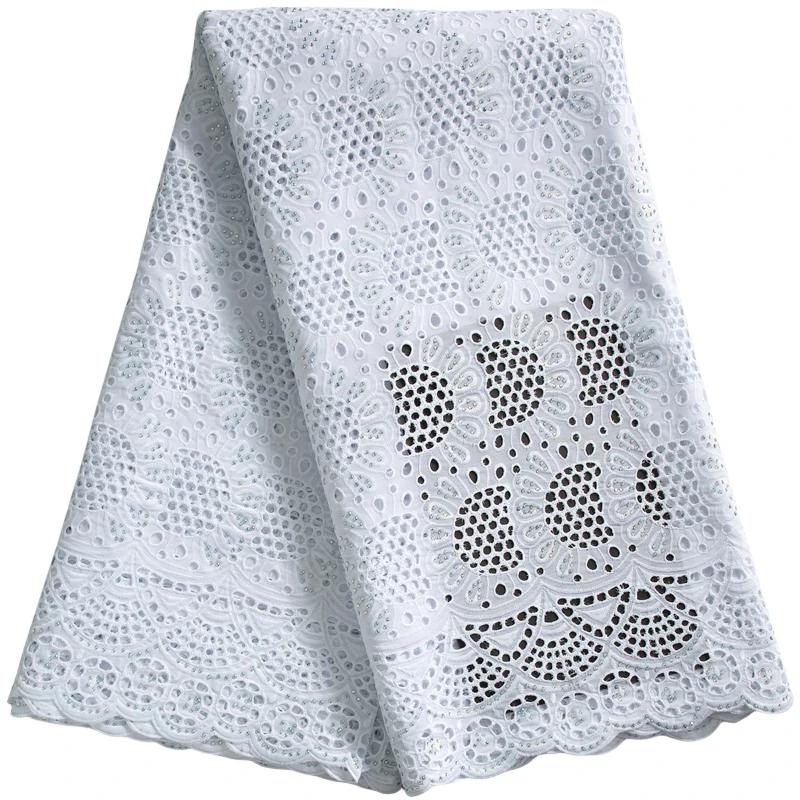 

Hot Sale Nigerian Cotton Lace Fabric 5 Yards African Swiss Voile Lace In Switzerland High Quality Lace Fabric For Dress F3680