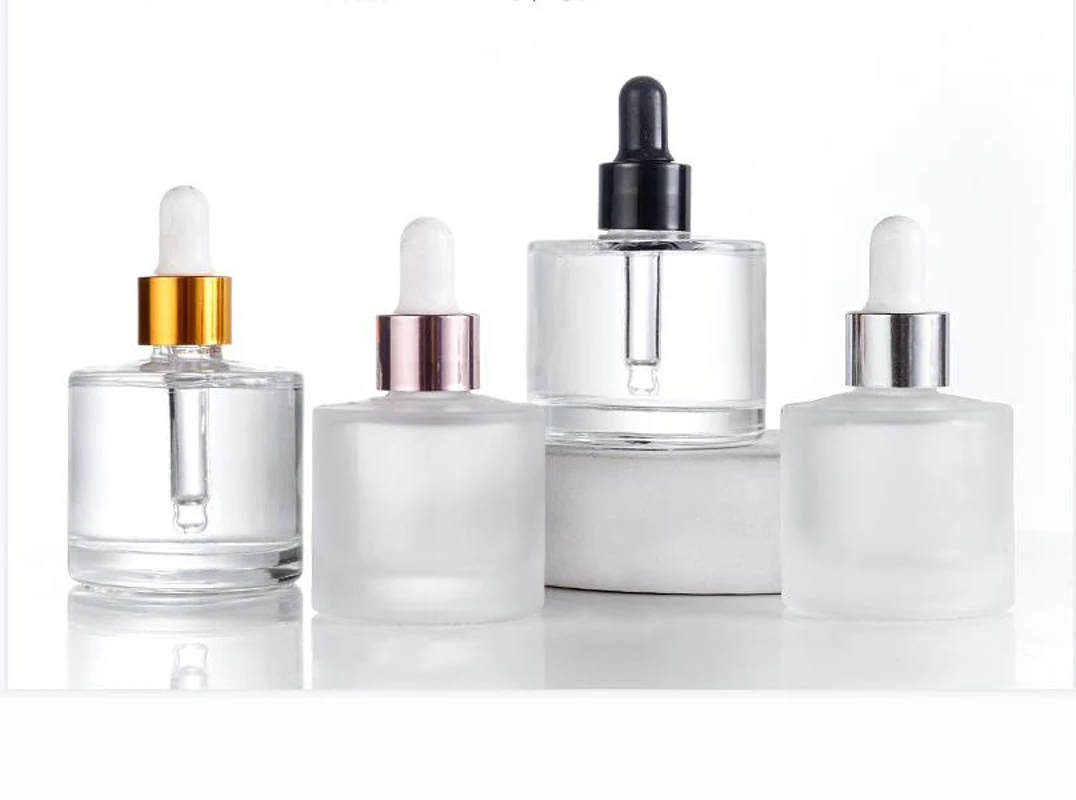 4X 10X 30ml 50ml Round Thick Frosted Clear Glass Essential Oils Serum Bottle With Glass Dropper Eye Dripper Pipette Perfume 4X advanced snail mucin 96% intensive repair serum snail mucin serum with snail secretion filtrate for dull skin 100ml