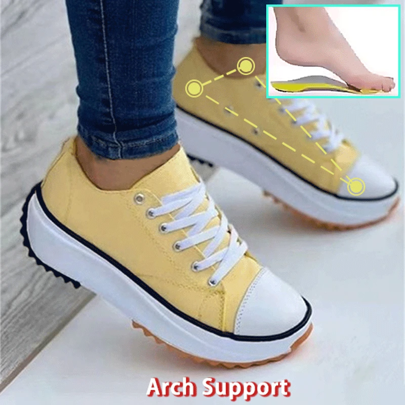 2022Fashion Canvas Shoes Low Top Woman Platform Wedge Shoes Comfortable Breathable Lace Up Sneakers Casual Sports Shoes Non-Skid