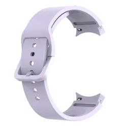 Premium Leather and Silicone Hybrid Watch Strap with Curved Ends - Watch 4 5 6 7 (Purple)