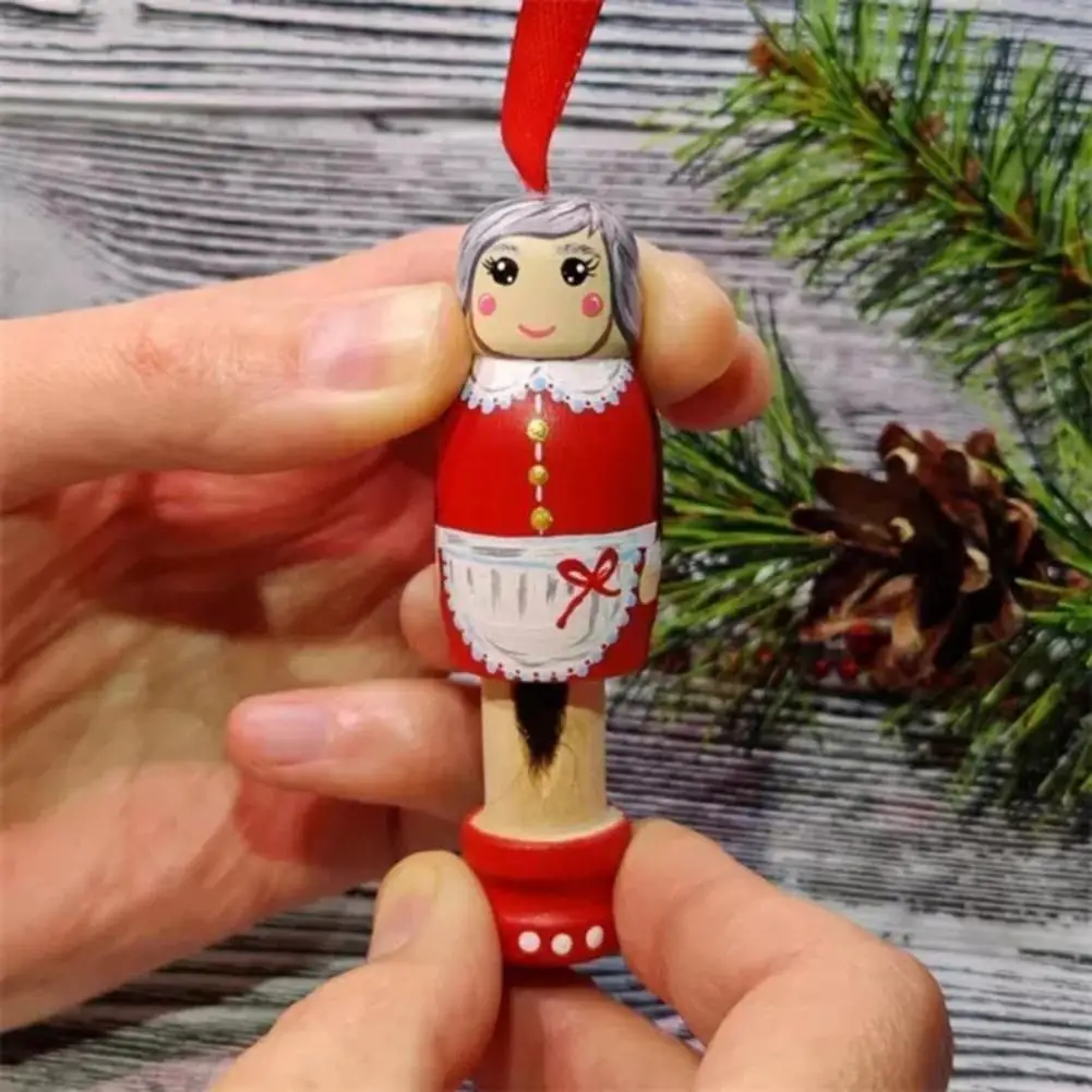 

Santa Claus Xmas Ornament Reusable Wood Crafts 2pcs Christmas Santa Hanging Decor for Xmas Tree Grandpa Granny Ornament Party