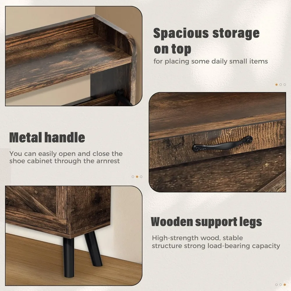 Shoe Storage Cabinet with 2 Flip Drawers, Freestanding Ultra-Thin Shoe Cabinet, Hallway, Bedroom, Shoes Cabinets 4