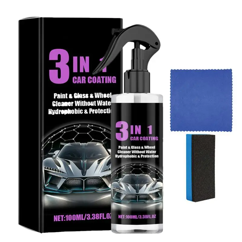 

100ml Car Coating Spray with Sponge and Cloth Mild Ceramic Coating Spray Protective Car Maintenance Supplies Polishing agent