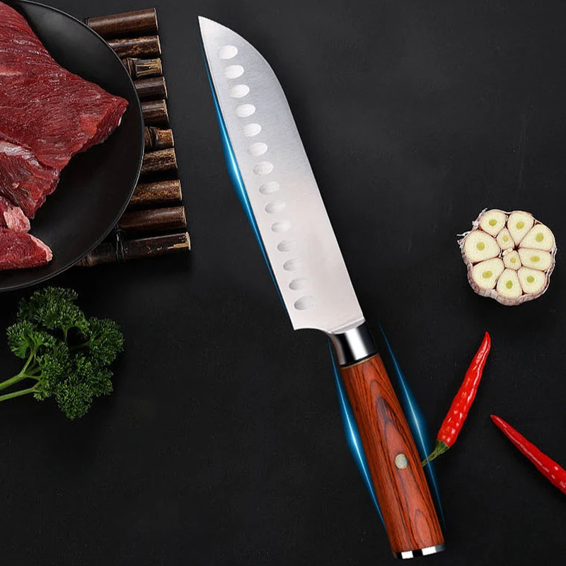 

Santoku Knife Chefs Cleaver Tynny Slicing Sashimi Sushi Ham Germany 1.4116 Steel 17.5cm Blade Kitchen Knives Handmade Messer