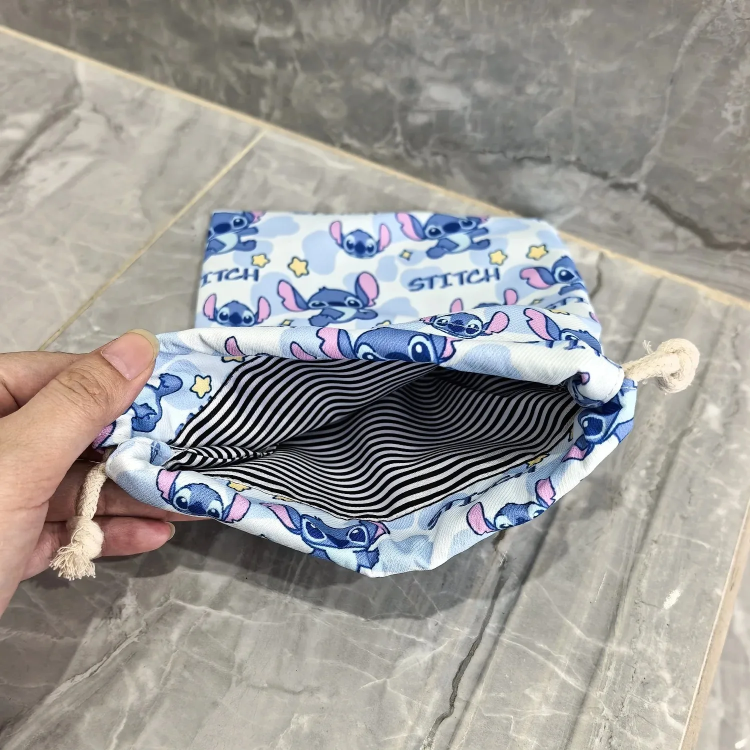 Disney Lilo&Stitch Storage Bag Cute Anime Figure Drawstring Wallet Can Store Mobile Phone Bluetooth Headset Birthday Gifts