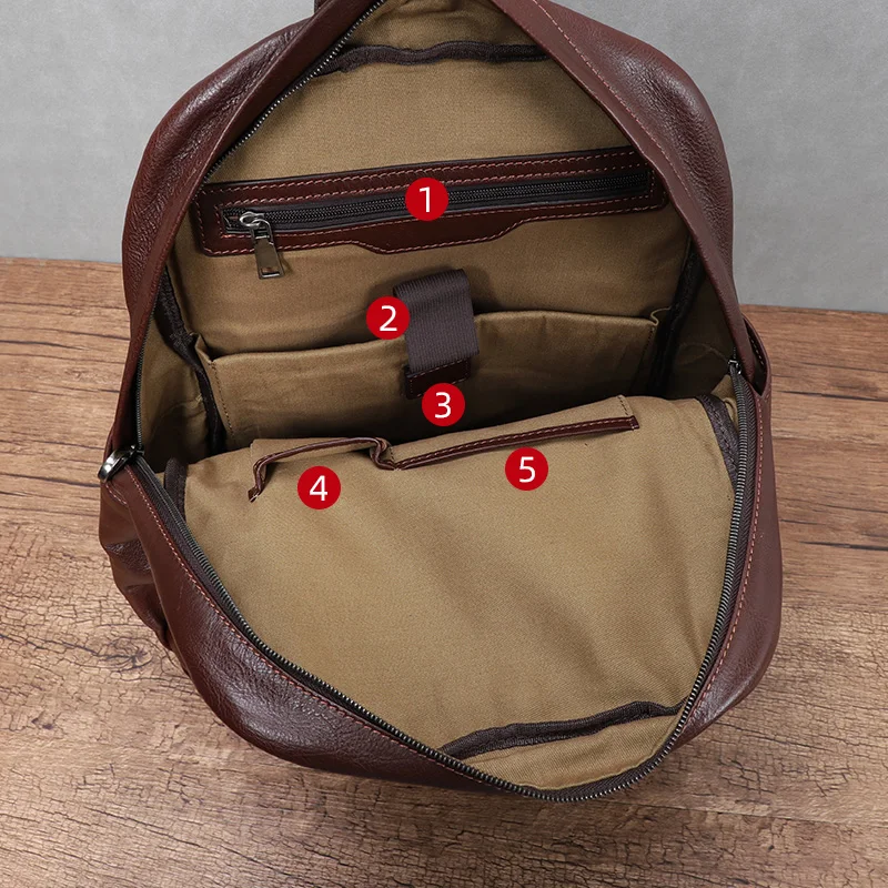 Genuine Leather Men Backpack Vintage Laptop Bag Large Capacity Travel Backpack Head Layer Cowhide Leather Computer Bag pack 3