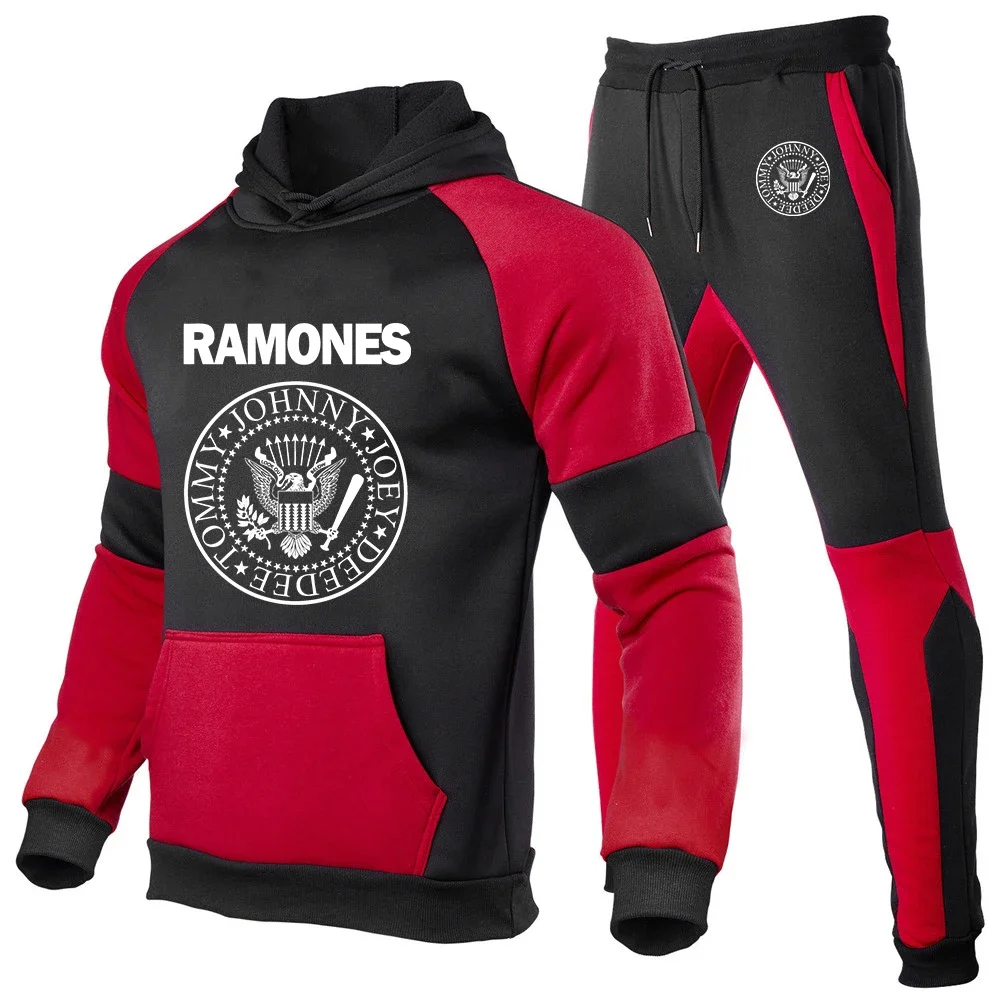 

Fghfg Ramone Печатный Графический Мужской Новый спортивный костюм свитшот с капюшоном + брюки пуловер толстовки спортивная одежда повседневная одежда