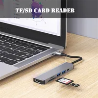 USB 3.0 Type-C Hub To HDMI Adapter 4K Thunderbolt 3 USB C Hub with Hub 3.0 TF SD Reader Slot PD for MacBook Pro/Air/Huawei Mate