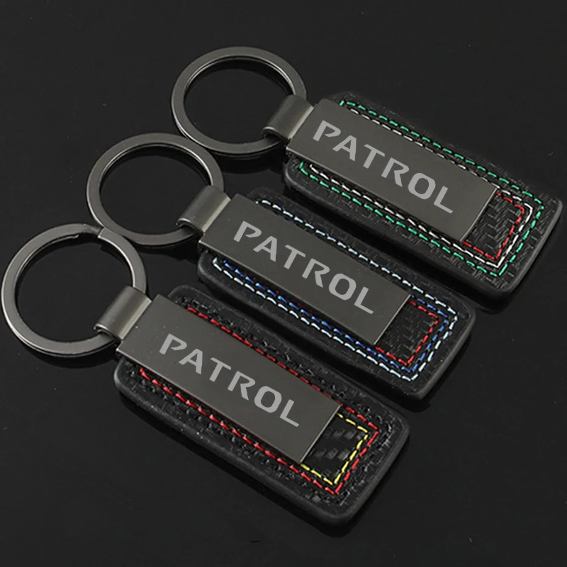 

1Pc Alloy Carbon Fiber Car Keychains Lanyard Gifts Keyrings Styling For Nissan Patrol Emblems Auto Key Holder Rings Accessories