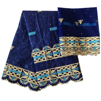 2026 New 5 Yards African Traditional Clothing Fabric Bazin Fabric + 2 Yards Weave Can Be Used to Make Your Own Clothing 1