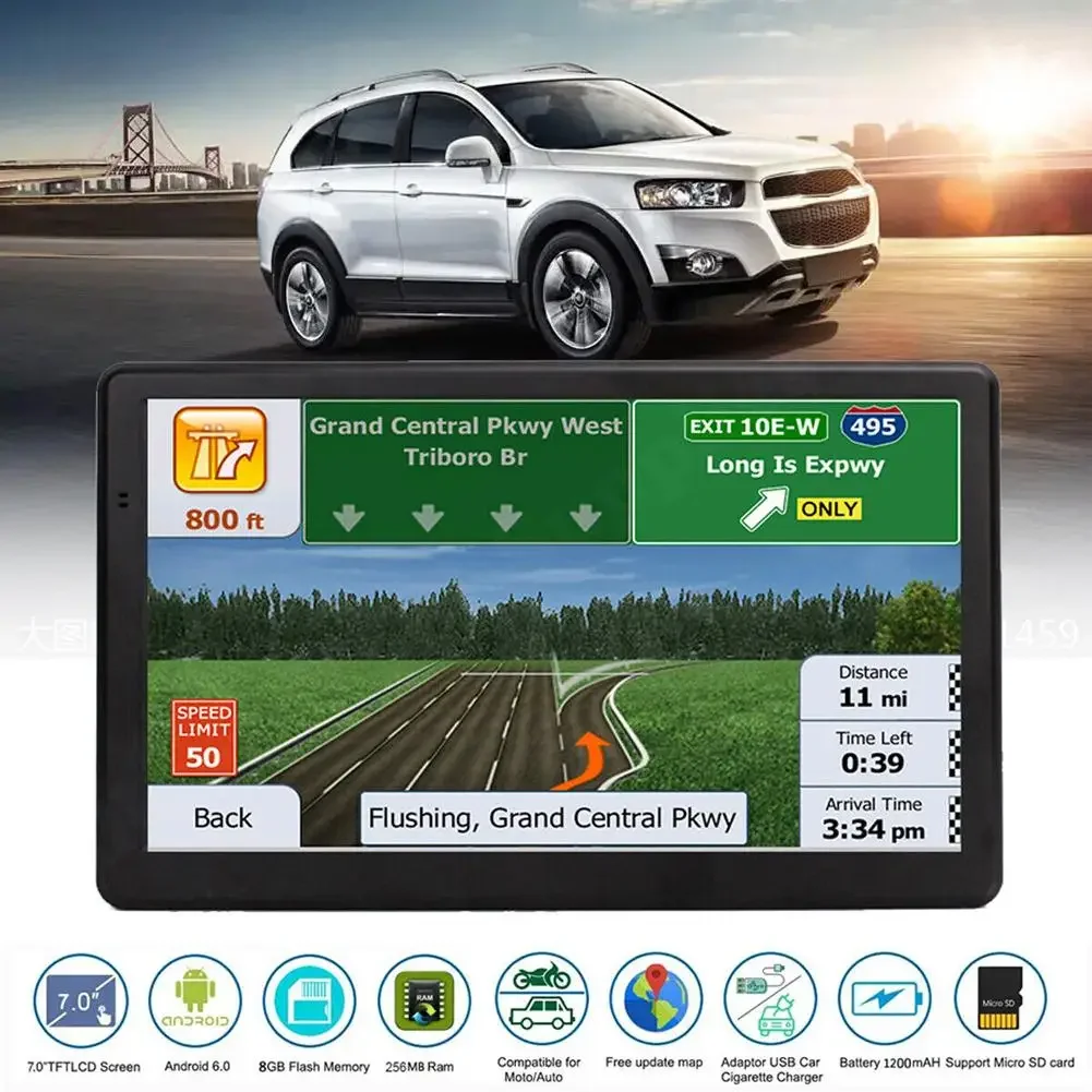 Car GPS Navigator 7 Inch HD FM Transmitter 256MB + 8G Sat Nav Australia North America Europe Map Voice Reminder gps navigator multimedia navigation
