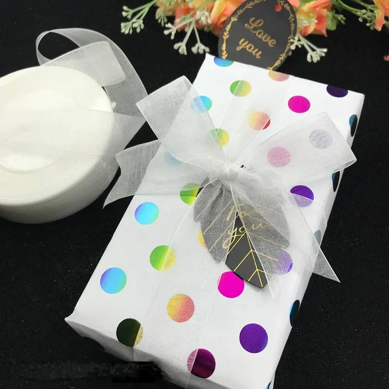 15mm 20mm 25mm 40mm Organza Ribbons 45Meters/Roll Christmas Wedding Party Decoration DIY Crafts Handmade Fabric White Ribbon