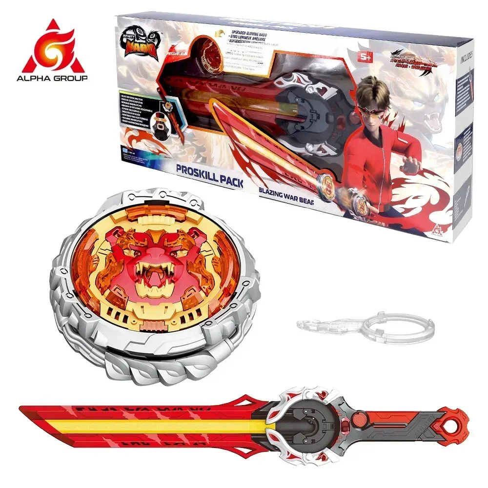 Infinity Nado 6 Proskill Pack - Blazing War Bear Glowing Spinning Top,Sword Launcher with Optional Rotation Direction Kid Toy