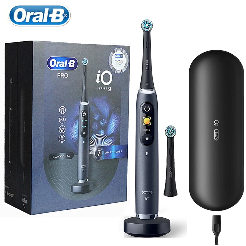 Oral B Io Series 9 3D Smart Spazzolino Elettrico Sensore Di Pressione Timer Visibile Ai Tracking Brush 7 Modalità Con Custodia Da Viaggio Di Ricarica