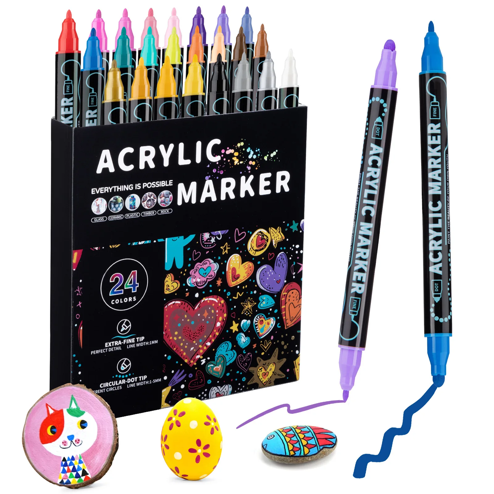 Dual Tip Premium Acrylic Paint Markers
