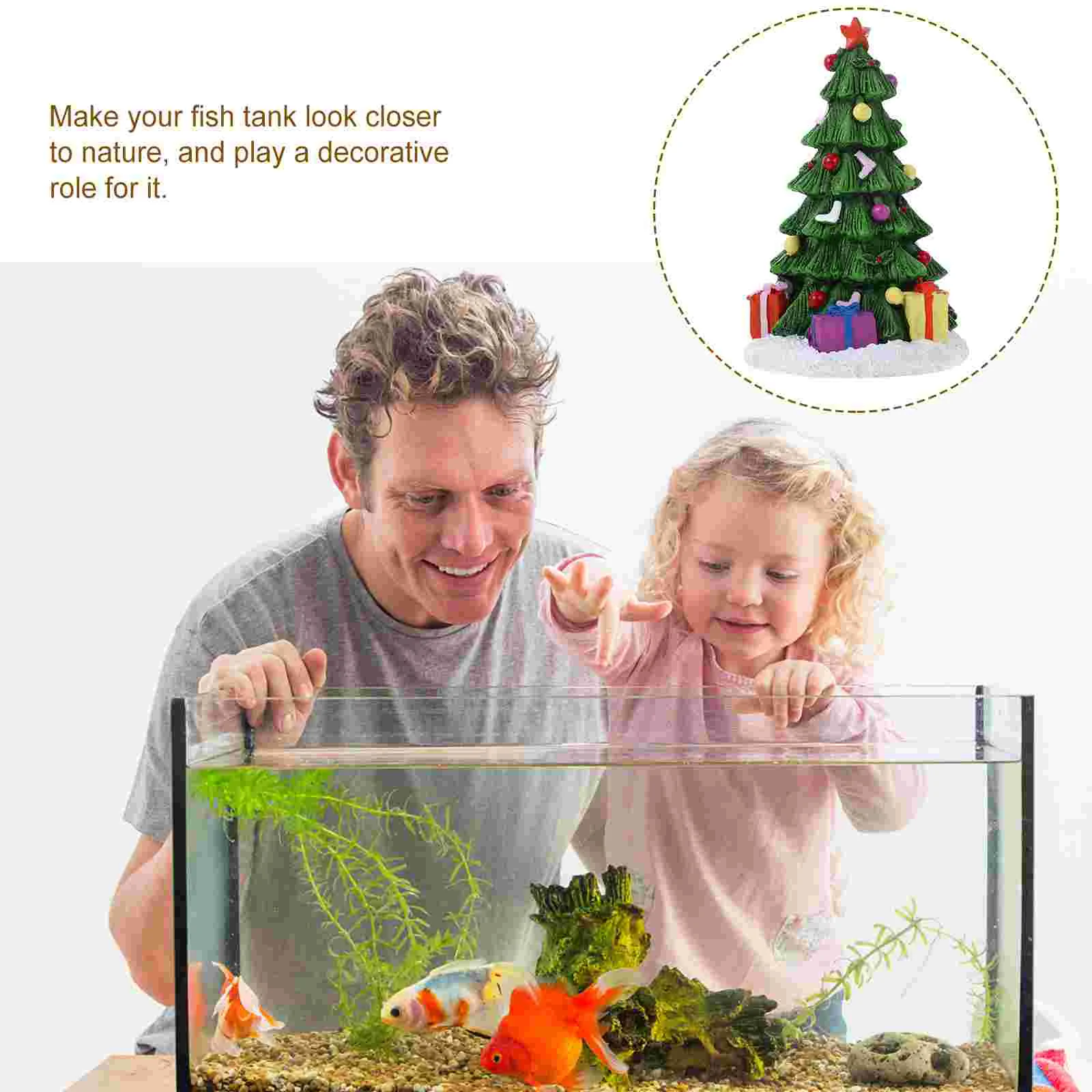 Fish Tank Christmas Decoration Decorative Aquarium Plant Top Hat Home Tree Desktop Resin Small Fake