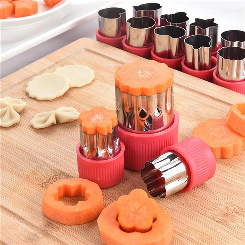 S7db95e83203246a6b59be58fd670c6803 12Pcs/Set Vegetable Cutters Shapes Set DIY Cookie Cutter Flower for Kids Shaped Treats Food Fruit Cutter Mold Kitchen Tools