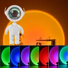 

Astronaut Sunset Light Mario Night Light Sunset Projector Lamp Desktop Astronaut Ornaments 360° Spin Ambient Lamp Home Supplies