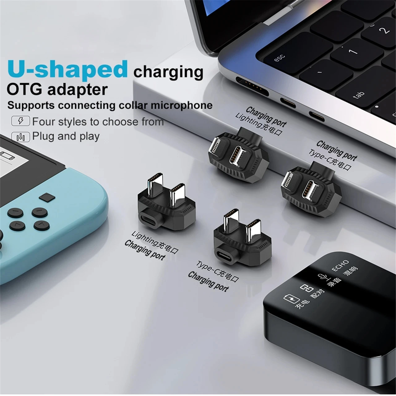 U-shaped Lighting Type C OTG Adapter Fast Data Transfer USBC Charging Converter for microphone Steam Deck/Nintendo Switch IOS 5V electrical sockets adapter