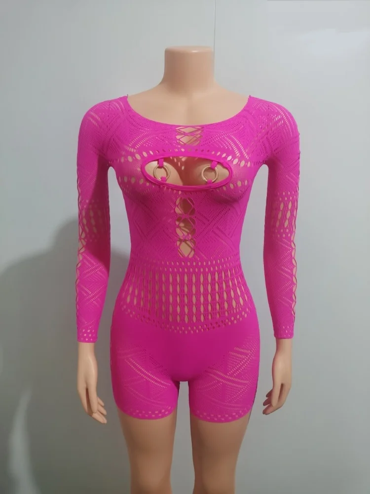 Wmstar Jumpsuit Women Wholesale Sexy Club Outfits See Through Net Tops and Sexy High Elastic One Piece New in Fall Clothes