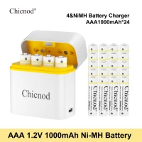 Chicnod AAA Ni-MH Rechargeable Battery Charger Set 4 Slot USB Type-C Smart Fast Charger with 4x AAA 1100mAh Batteries 6