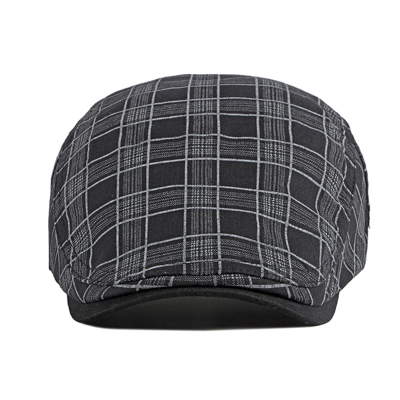 Fashion Fine Stripe Lattice Berets Hat Women Men Spring Summer Plaid Visors Red Green Blue Duckbill Herringbone Flat Cap newsboy beret