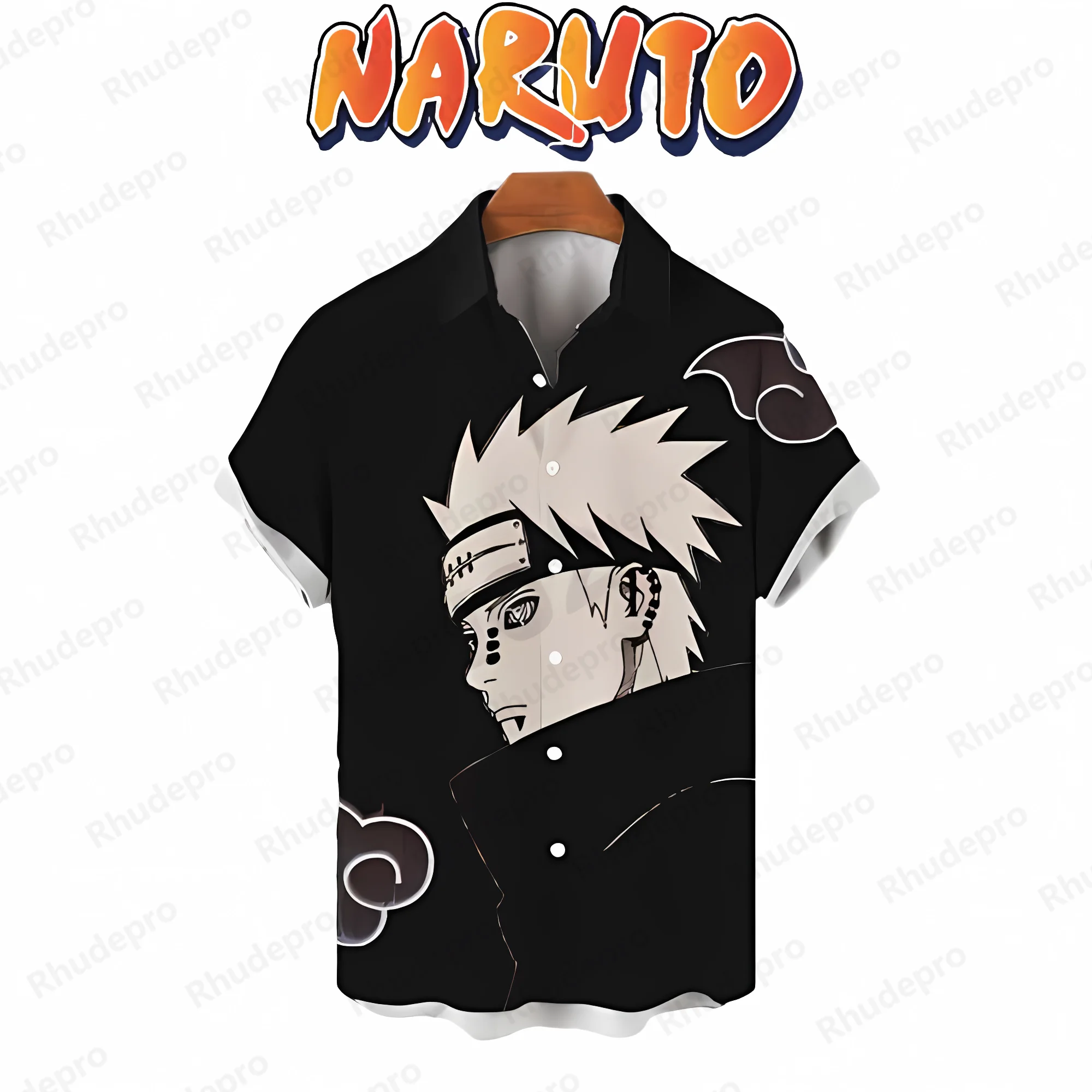 

Harajuku Men's Shirt Shirts Anime Naruto Clothing Y2k Tops Fashion Summer High Quality 2024 Beach Style Seaside Trip Streetwear