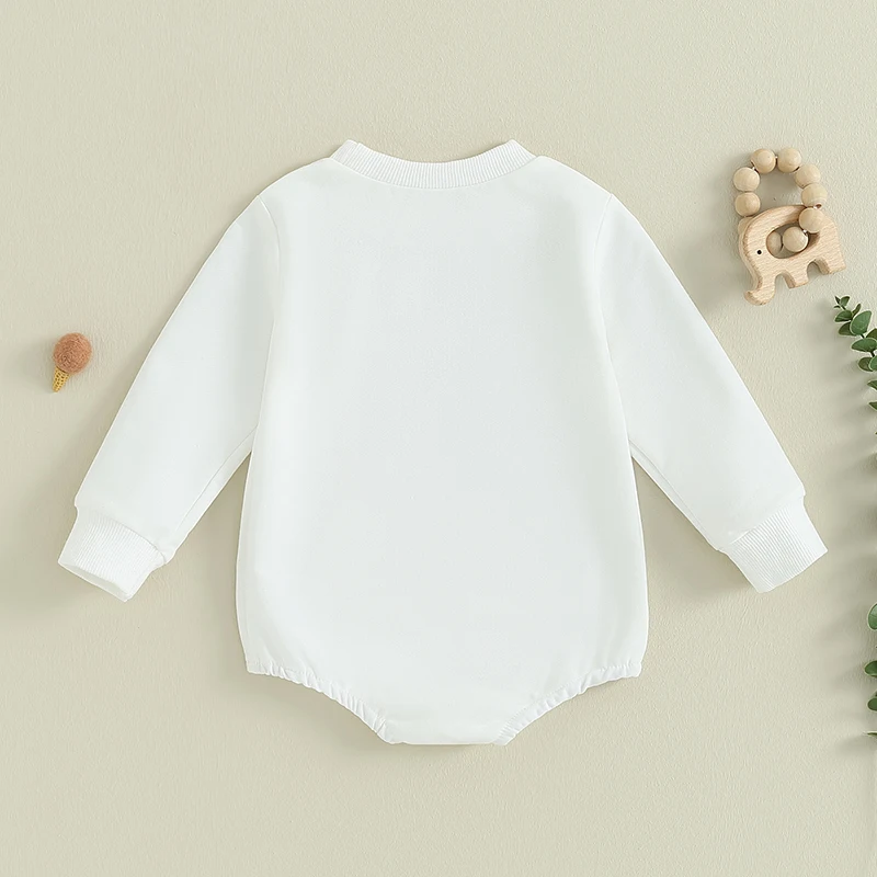 

Baby Girls Sweatshirts Rompers Letter Print Crew Long Sleeve Toddler Jumpsuits Fall Bodysuits Newborn Clothes