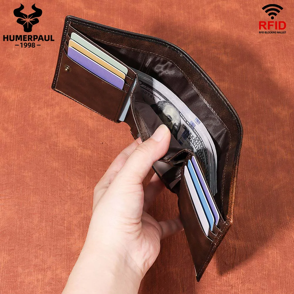 Men's Wallet 3D Deer Relief Pattern Short Multi-Card Slot Wallet Male Casual Purse RFID Trifold Business Card Holder Wallets 3