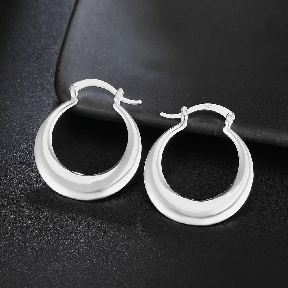 Factory Direct 925 Sterling Silver Earrings 3cm Fashion Round Big Hoop for Women Beautiful Crescent Gift Engagement Jewelry