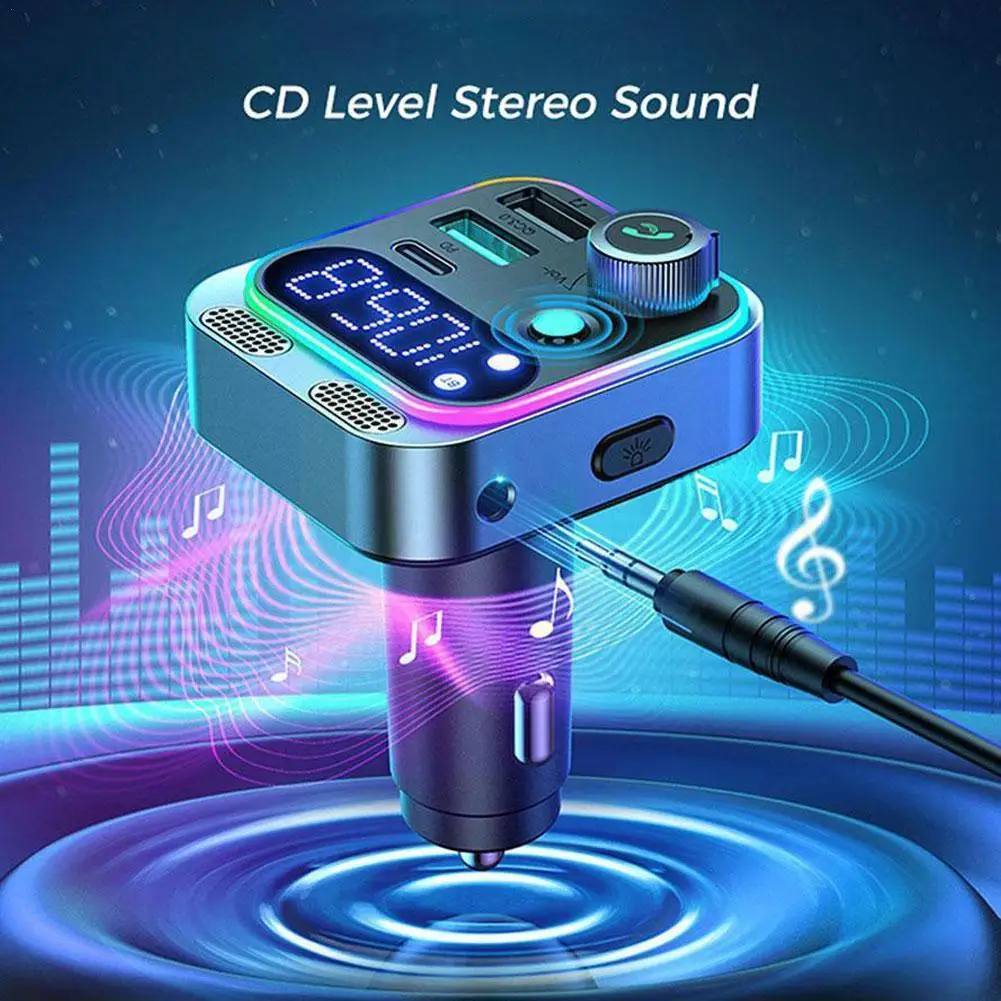 Bluetooth 5.3 FM Transmitter for Car Stronger Dual Mics Deep Bass Sound 48W PD&QC3.0 Car Charger Bluetooth Adapter P9R9 Car Bluetooth Fm Transmitter