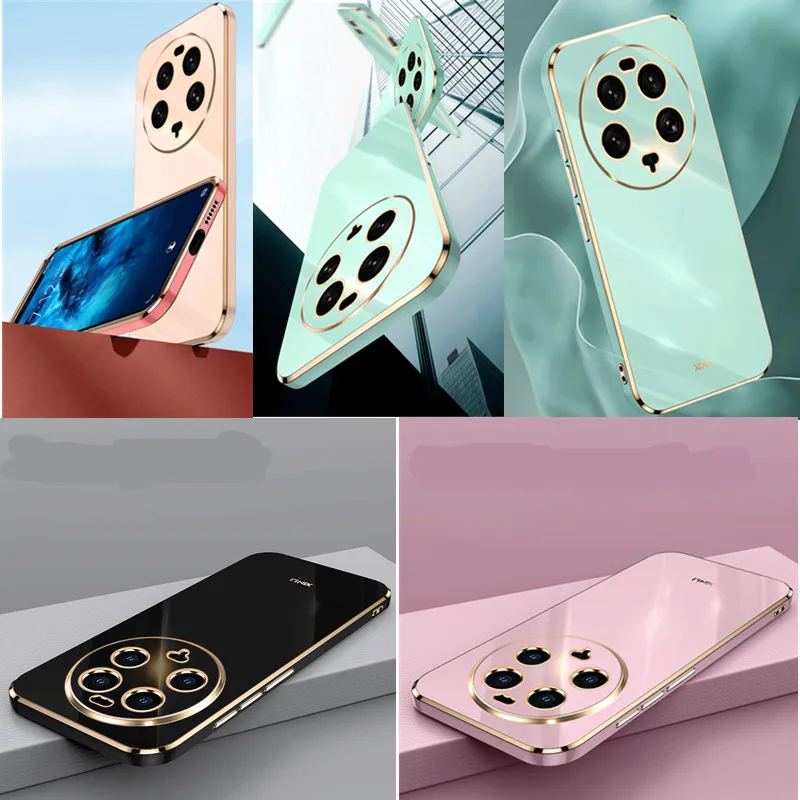 6D Gold Straight Edge Soft Shell Per Xiaomi 13 Ultra Redmi Note 12 Pro Plus Note12 Turbo Poco F5 Poco X5 Placcatura Cassa Del Telefono