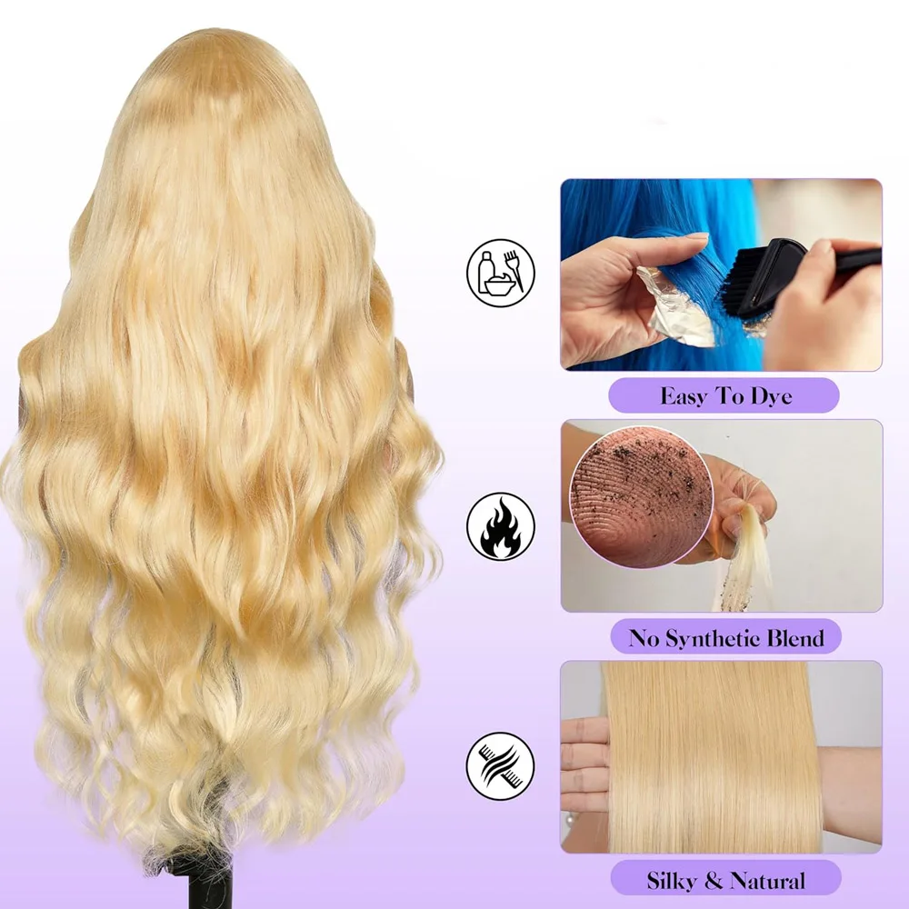 13x6 613 Lace Front Wig Human Hair 250% Density 36 Inch Body Wave Blonde Wig Human Hair 613 HD Lace Frontal Wigs