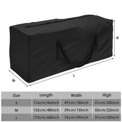 Large Waterproof Outdoor Storage Bag - Dustproof Garden Furniture Protector & Christmas Tree Organizer - 173x76x51cm (Black)
